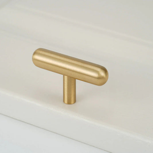 Satin Brass T-Bar Cabinet Knob, 50 mm
