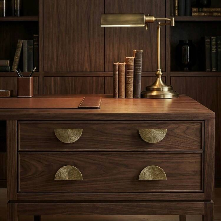 Textured Half Moon Brass Cabinet Pulls and Knobs
