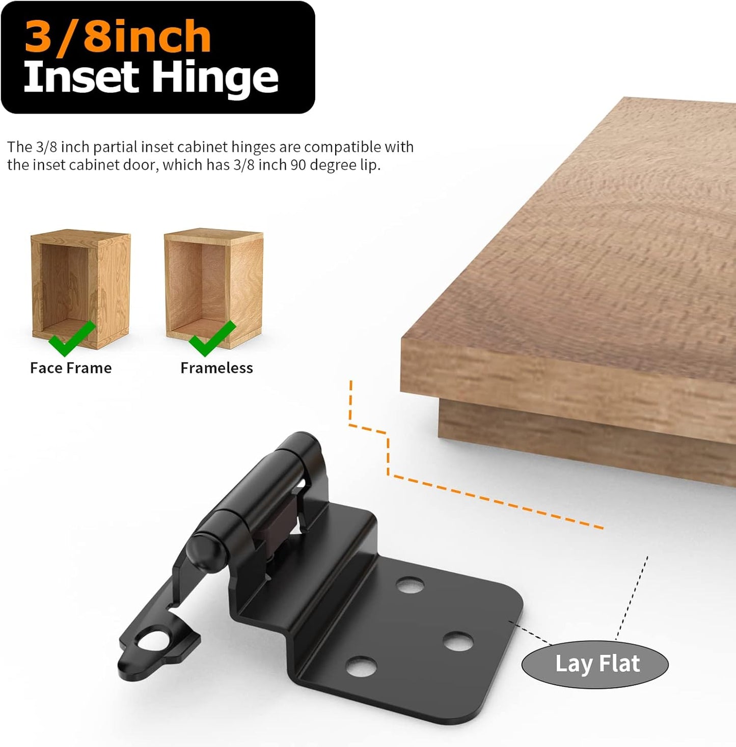 Sable 3/8 in. Inset Self-Closing Cabinet Hinges – Matte Black