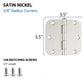 3.5 x 3.5'' Inch Satin Brass Door Hinges with 5/8'' Radius Corners