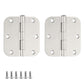 3.5 x 3.5'' Inch Satin Brass Door Hinges with 5/8'' Radius Corners