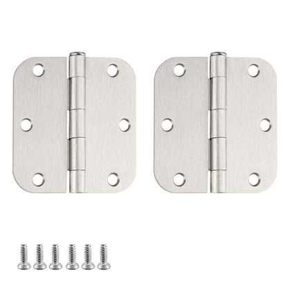 3.5 x 3.5'' Inch Satin Brass Door Hinges with 5/8'' Radius Corners