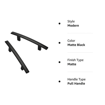 Multi-Finish Curved Cabinet Pulls for Kitchen Drawers