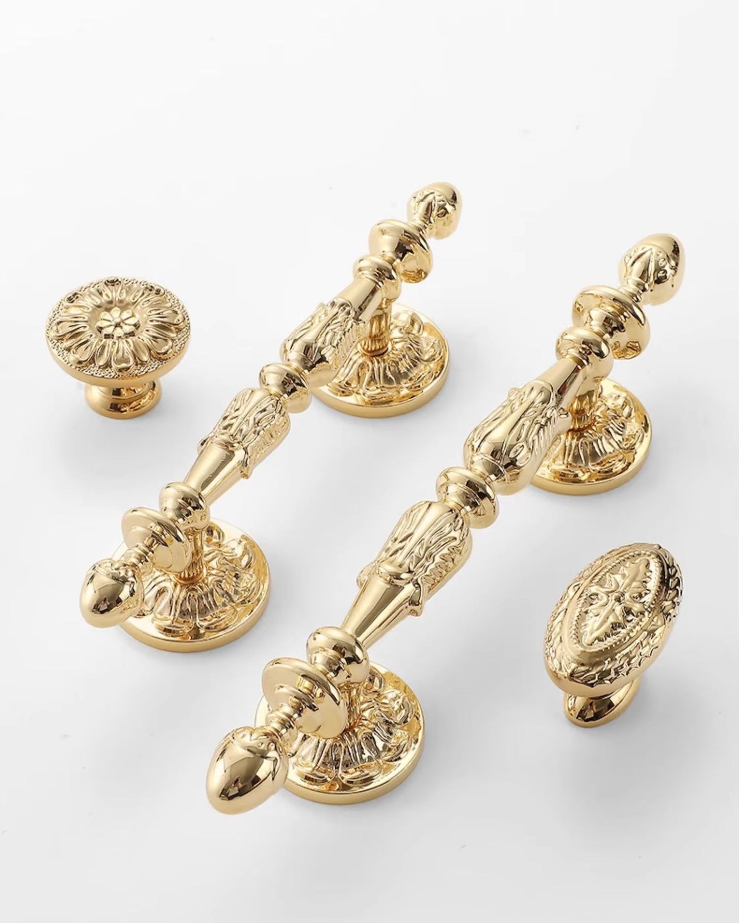 Polished Gold Floral Cabinet Pulls and Knobs
