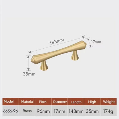 Gold Brass Cabinet Pulls and T-Knob with Flared Ends