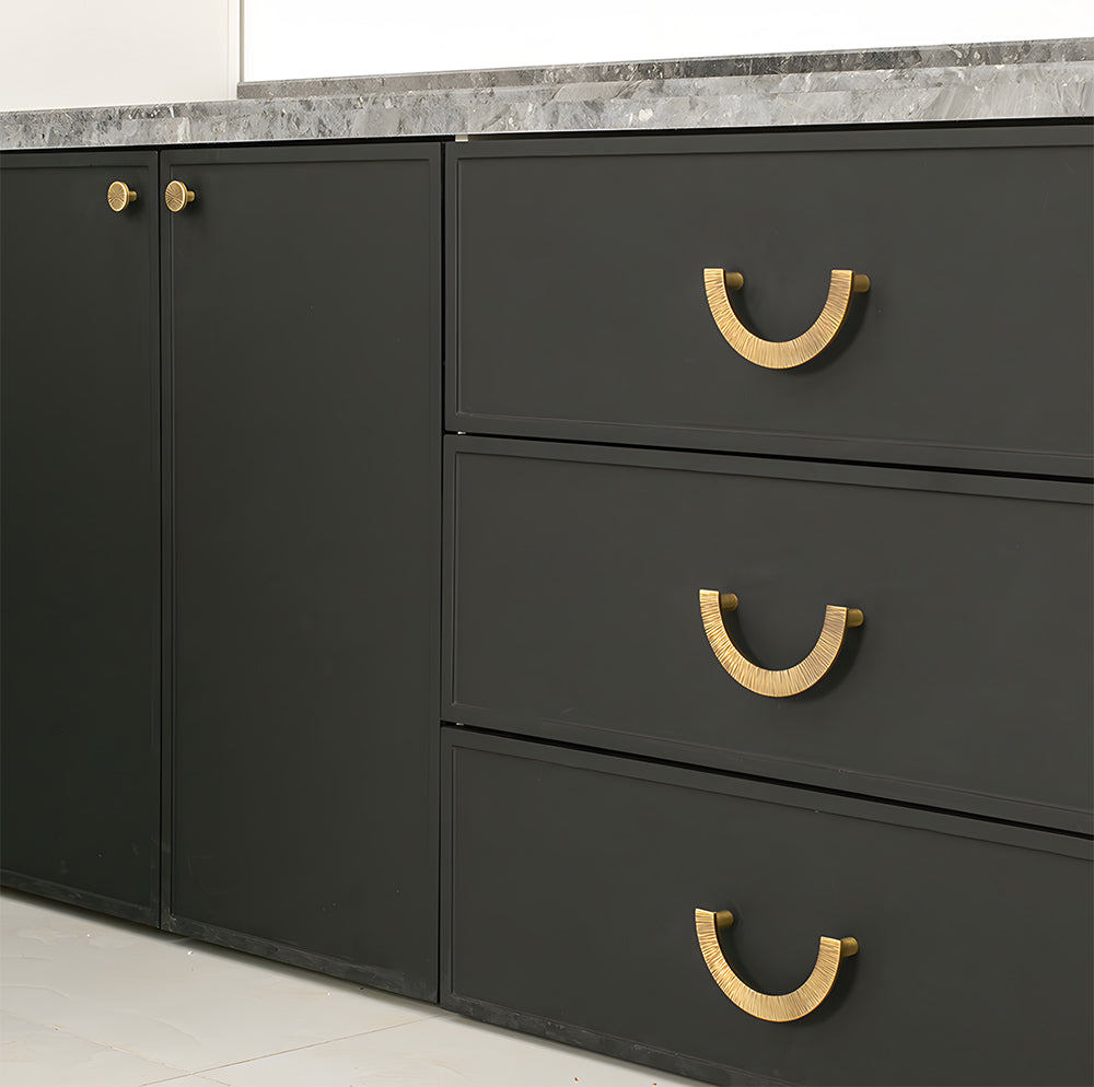 Textured Half Moon Brass Cabinet Pulls and Knobs
