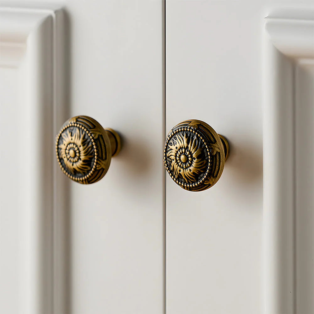 Bronze Floral Rosette Cabinet Knobs for Drawers