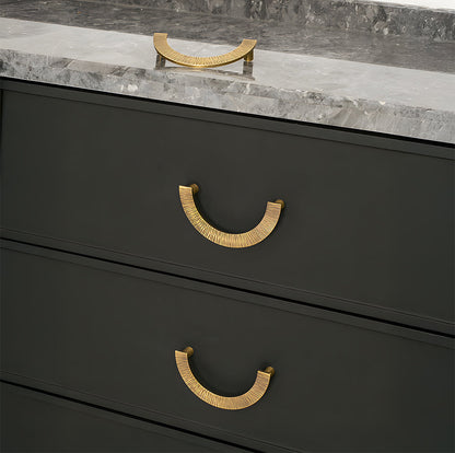 Textured Half Moon Brass Cabinet Pulls and Knobs