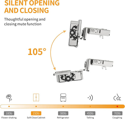Marlow 105° Adjustable Soft-Close Concealed Cabinet Hinges for Face Frame Cabinets