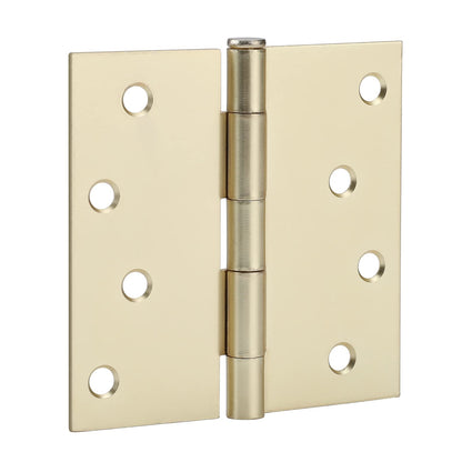 4in Brushed Brass Gold Butt Hinges with Square Corners Door Hinges