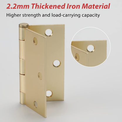4in Brushed Brass Gold Butt Hinges with Square Corners Door Hinges