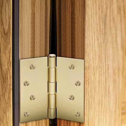 4in Brushed Brass Gold Butt Hinges with Square Corners Door Hinges
