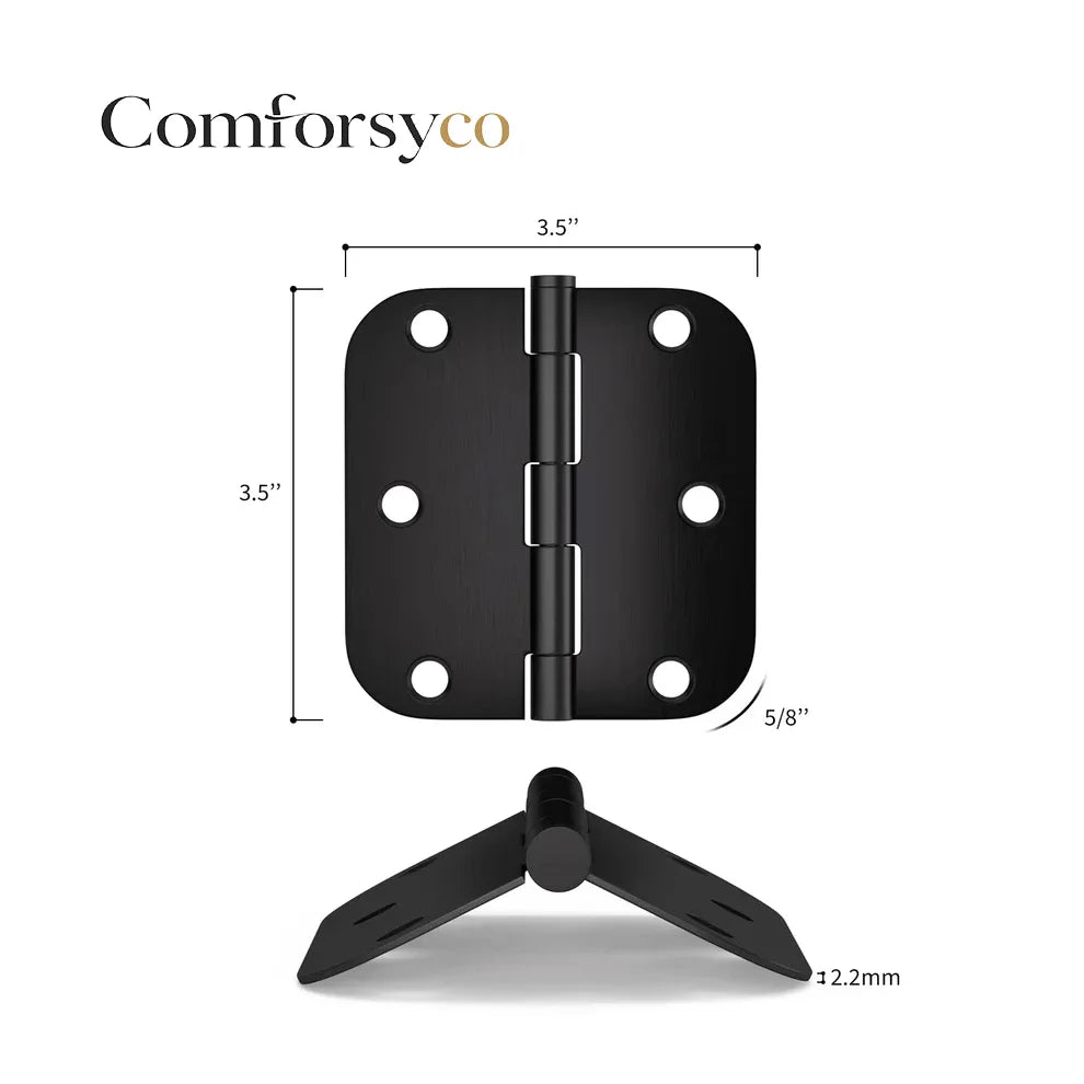Matte Black 3.5 Inch with 5/8" Radius Corners Oil Interior Door Hinges