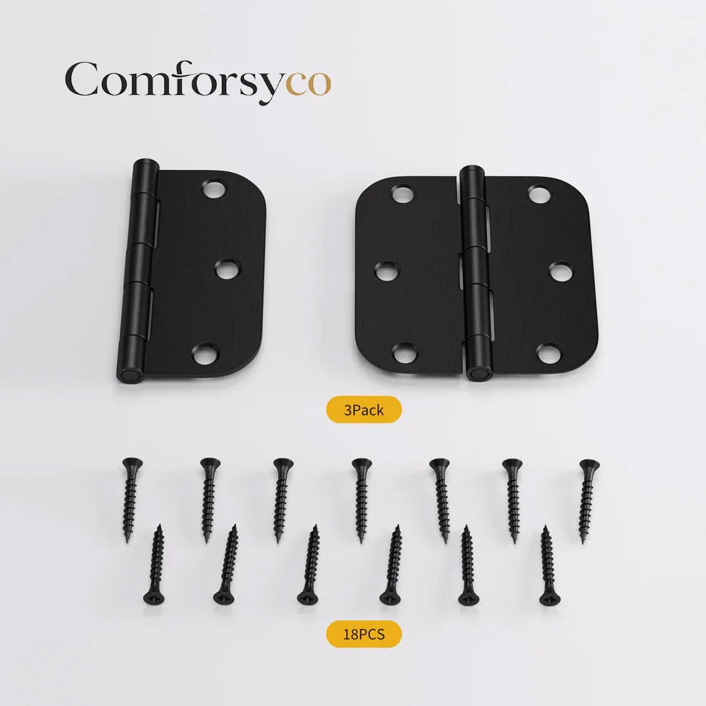 Matte Black 3.5 Inch with 5/8" Radius Corners Oil Interior Door Hinges