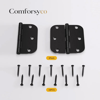 Matte Black 3.5 Inch with 5/8" Radius Corners Oil Interior Door Hinges
