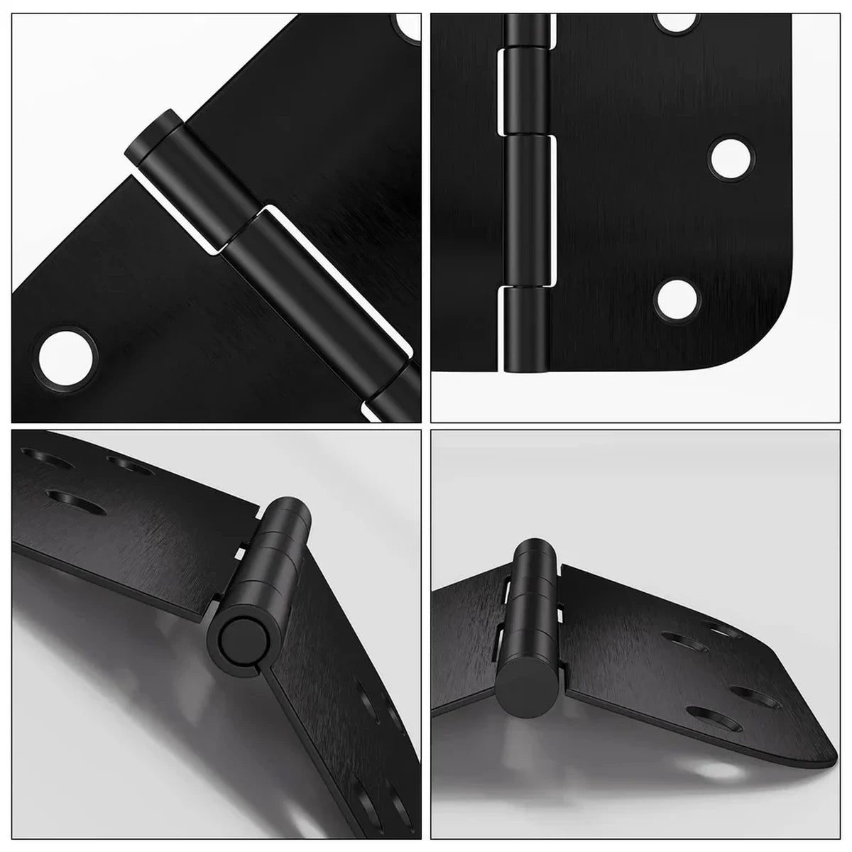 Stainless Steel 4 Inch Matte Black with 5/8" Radius Corners Door Hinges