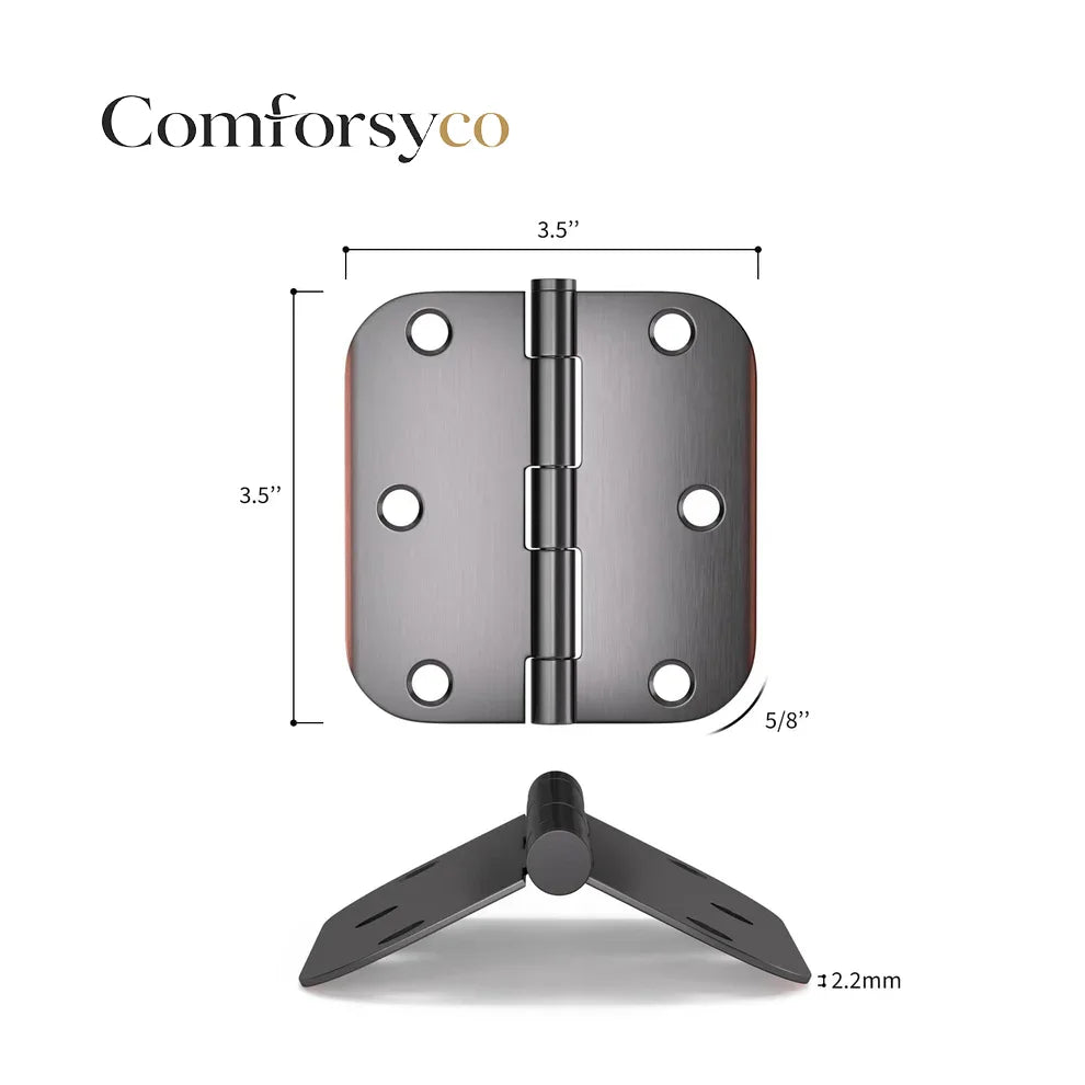 Stainless Steel 3.5 Inch with 5/8" Radius Corners Oil Rubbed Bronze Interior Door Hinges