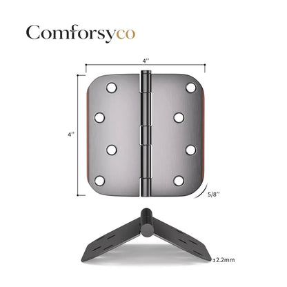 Stainless Steel 4 Inch Oil Rubbed Bronze with 5/8" Radius Corners Door Hinges for Interior Door