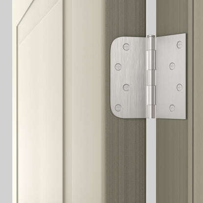 4 inch x 4 inch Brushed Nickel with Square & Round Corners Door Hinges