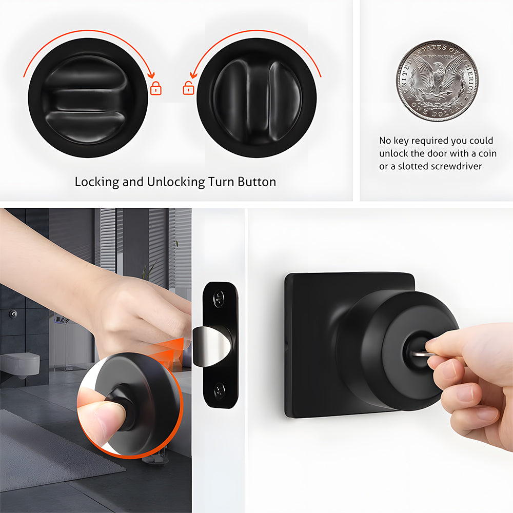 Classic Round Privacy Door Knobs for Bedroom and Bathroom Doors