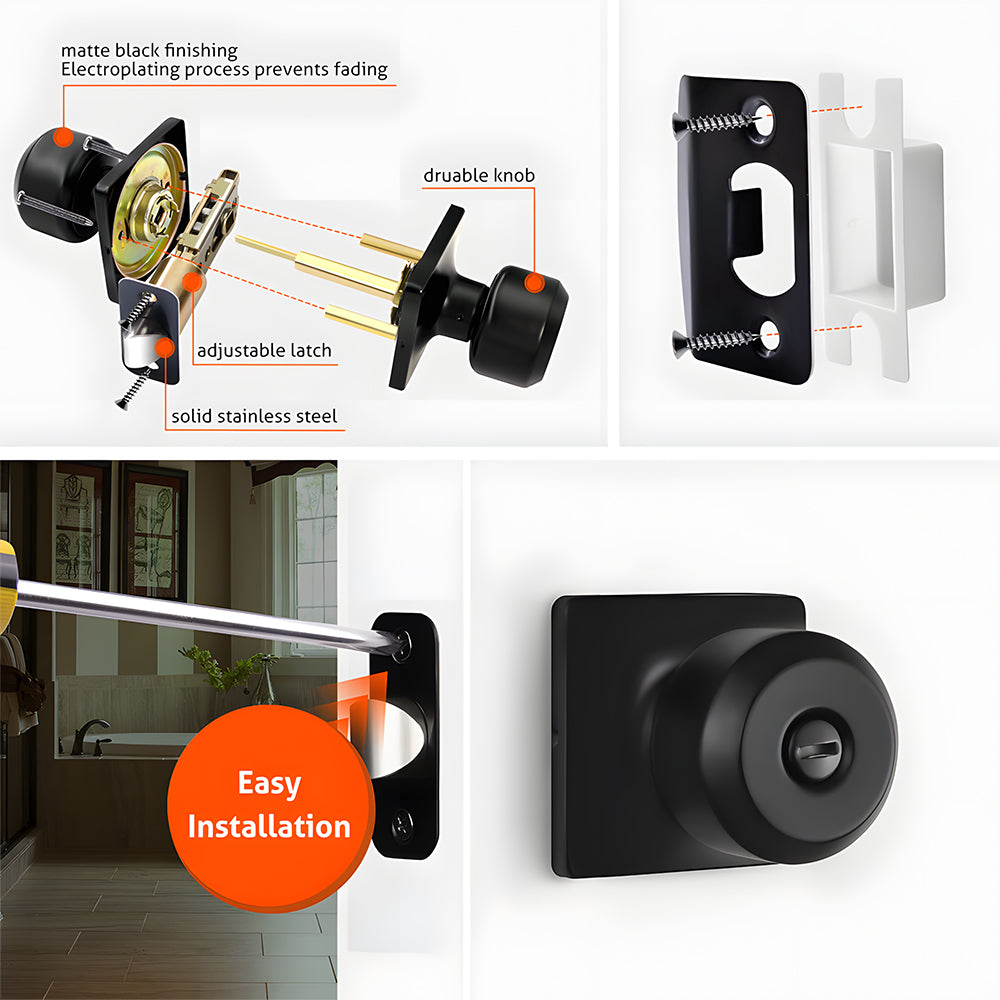 Classic Round Privacy Door Knobs for Bedroom and Bathroom Doors