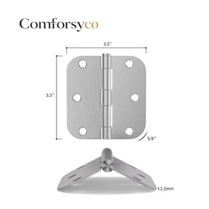 Nickel Brushed 3.5 Inch with 5/8" Radius Corners Oil Interior Door Hinges