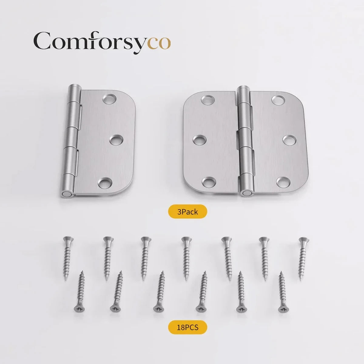 Nickel Brushed 3.5 Inch with 5/8" Radius Corners Oil Interior Door Hinges