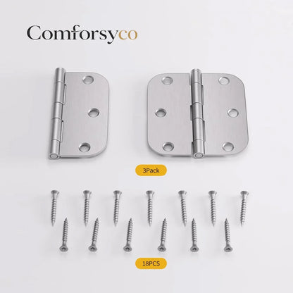 Nickel Brushed 3.5 Inch with 5/8" Radius Corners Oil Interior Door Hinges