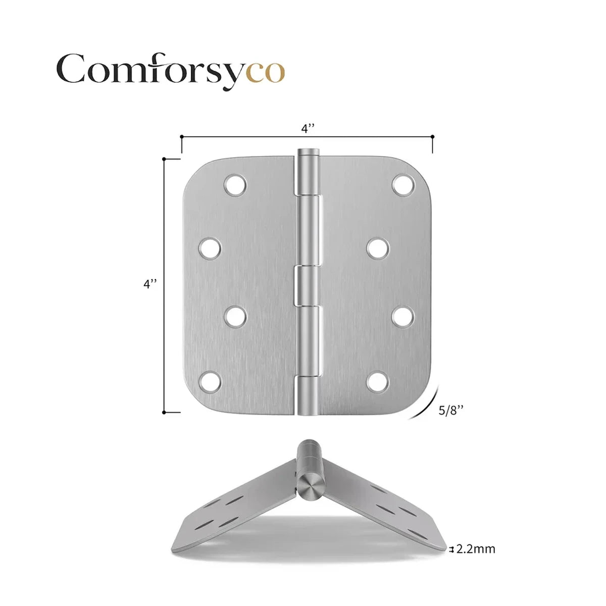 Stainless Steel 4 Inch with 5/8" Radius Corners Satin Nickel Brushed Door Hinges