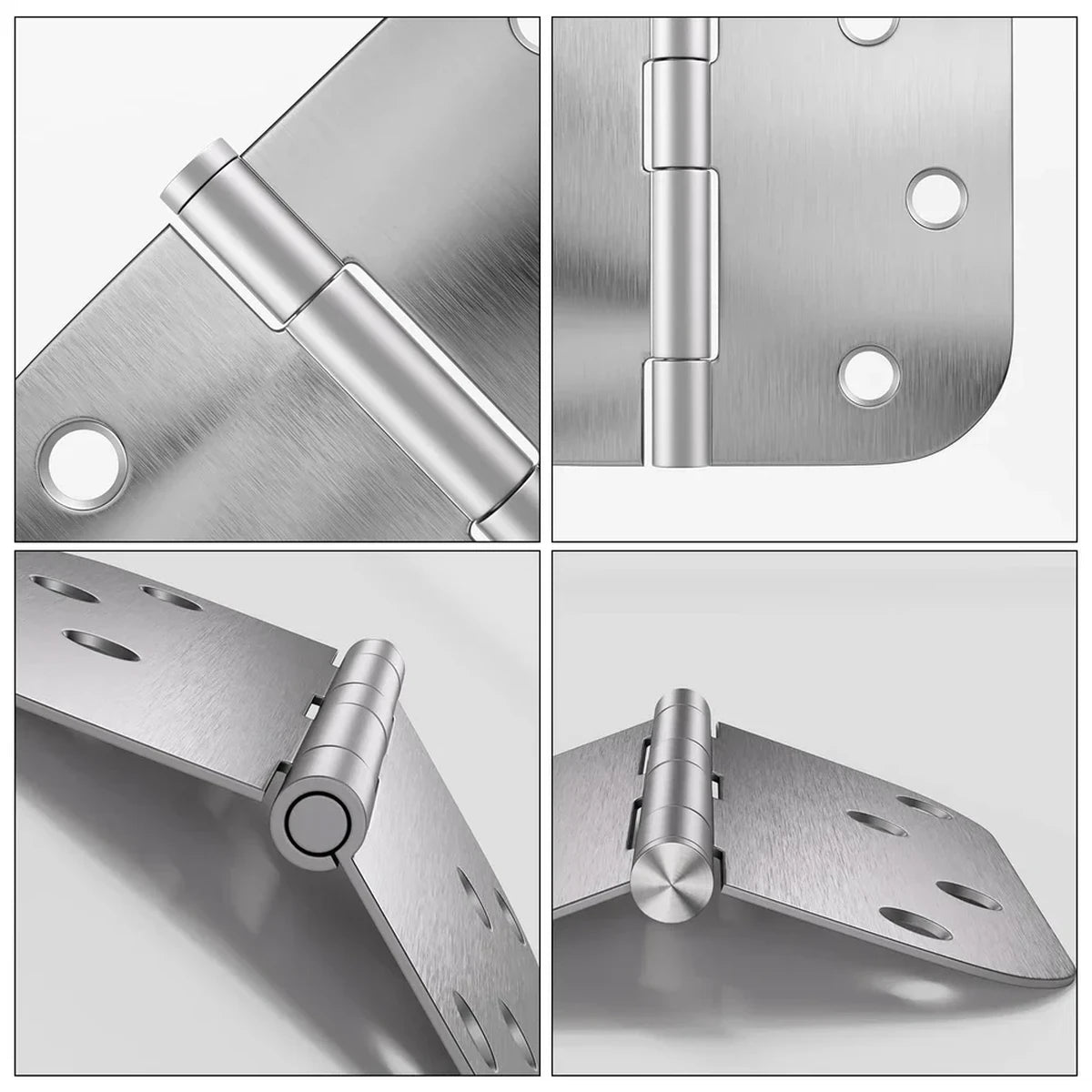 Stainless Steel 4 Inch with 5/8" Radius Corners Satin Nickel Brushed Door Hinges