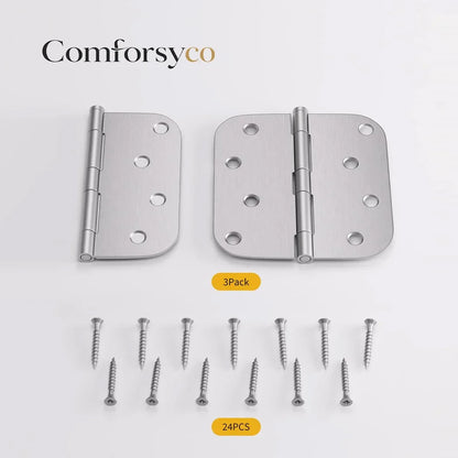 Stainless Steel 4 Inch with 5/8" Radius Corners Satin Nickel Brushed Door Hinges