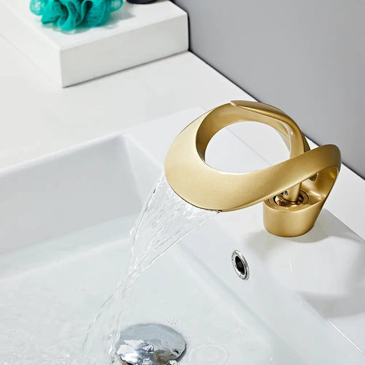 Veyra Waterfall Bathroom Sink Faucet, Modern Single Hole Single Lever Vanity Faucet