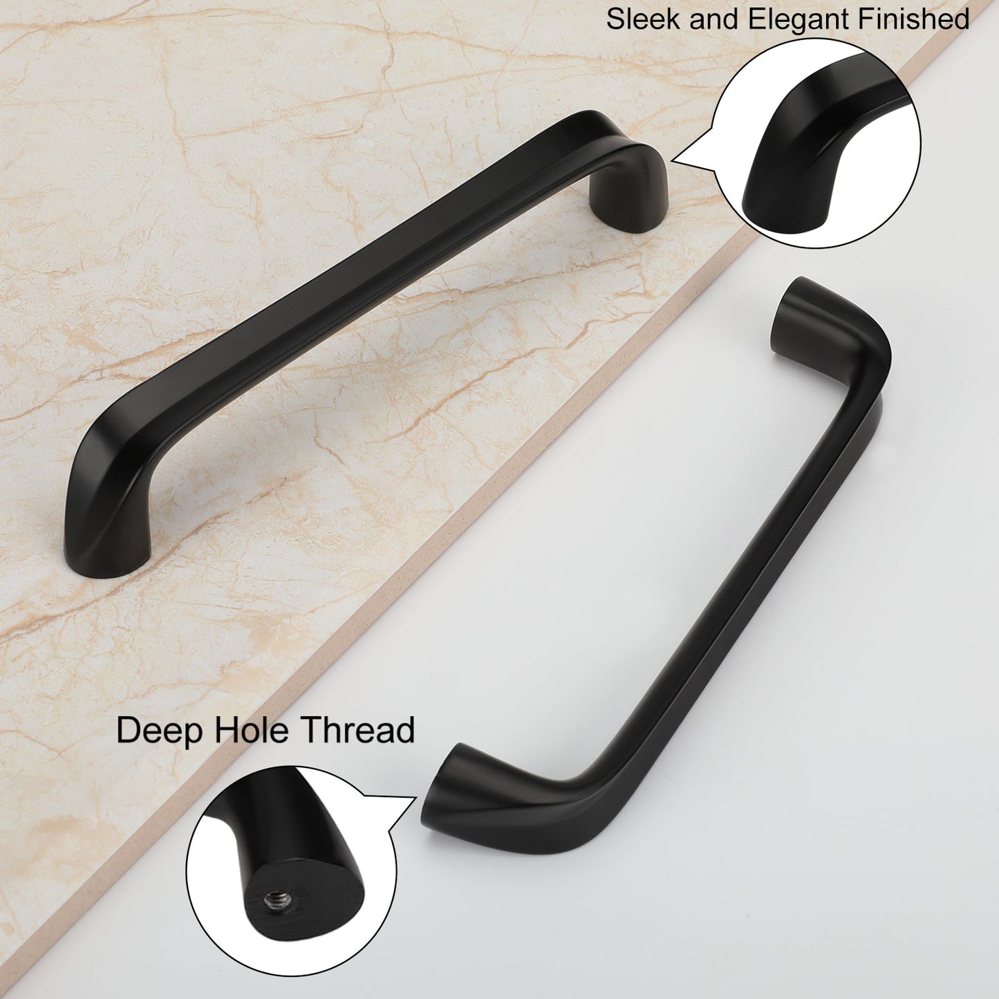 Black 5 Inch Rounded Arch Cabinet Pulls for Kitchens