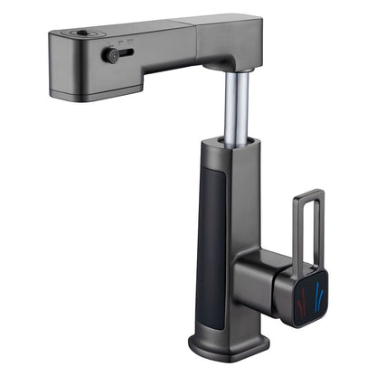 Corven Modern Pull-Out Bathroom Sink Faucet with 360° Swivel Spout and LED Temperature Display