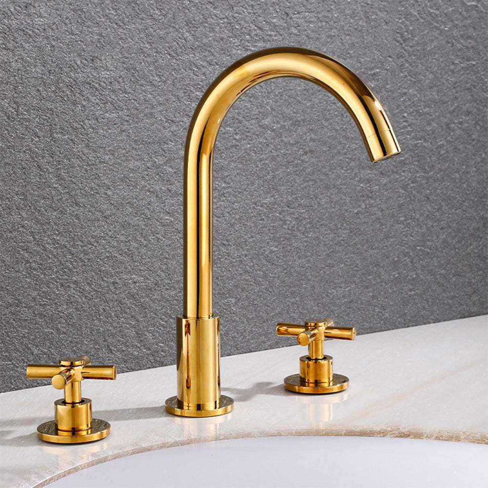 Novatek Modern High-Arc Two-Handle 3-Hole Widespread Bathroom Sink Faucet
