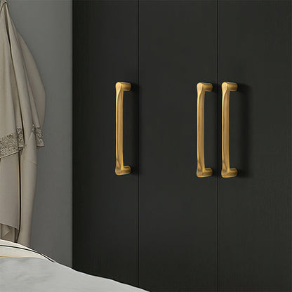 Curved Brass Cabinet Pulls in Gold and Black