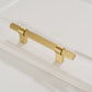 Gold Knurled Solid Brass Round Bar Cabinet Pulls with T-Bar Knob Option