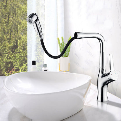 Digitra Modern Single-Hole Pull-Out 360° Swivel Bathroom Sink Faucet