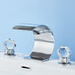 Crystal Handle Brass Curved Bathroom Faucet For 3 Hole Sink