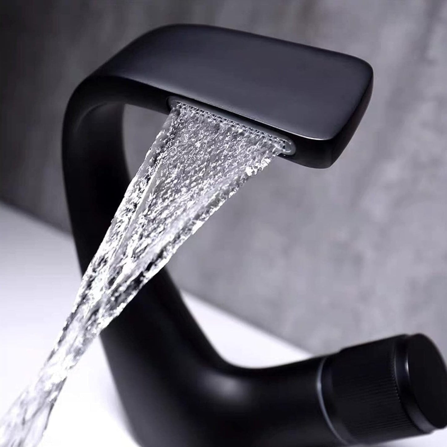 Rivora Modern Waterfall Basin Bathroom Sink Faucet, Single Handle Single Hole