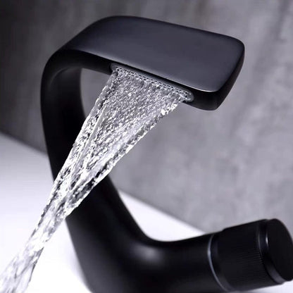 Rivora Modern Waterfall Basin Bathroom Sink Faucet, Single Handle Single Hole