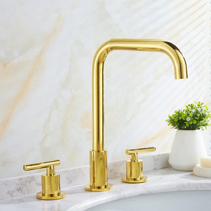 Modena Modern High-Arc T-Handle 3-Hole Widespread Bathroom Sink Faucet