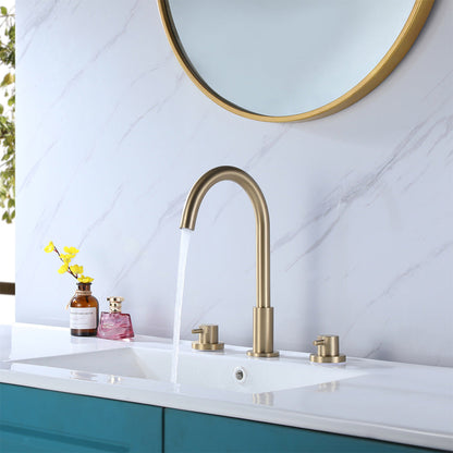 3 Hole Double Handle Brass Widespread Bathroom Faucet