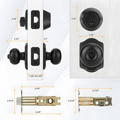 Keyed Entry Door Knob and Deadbolt Set for Front Doors