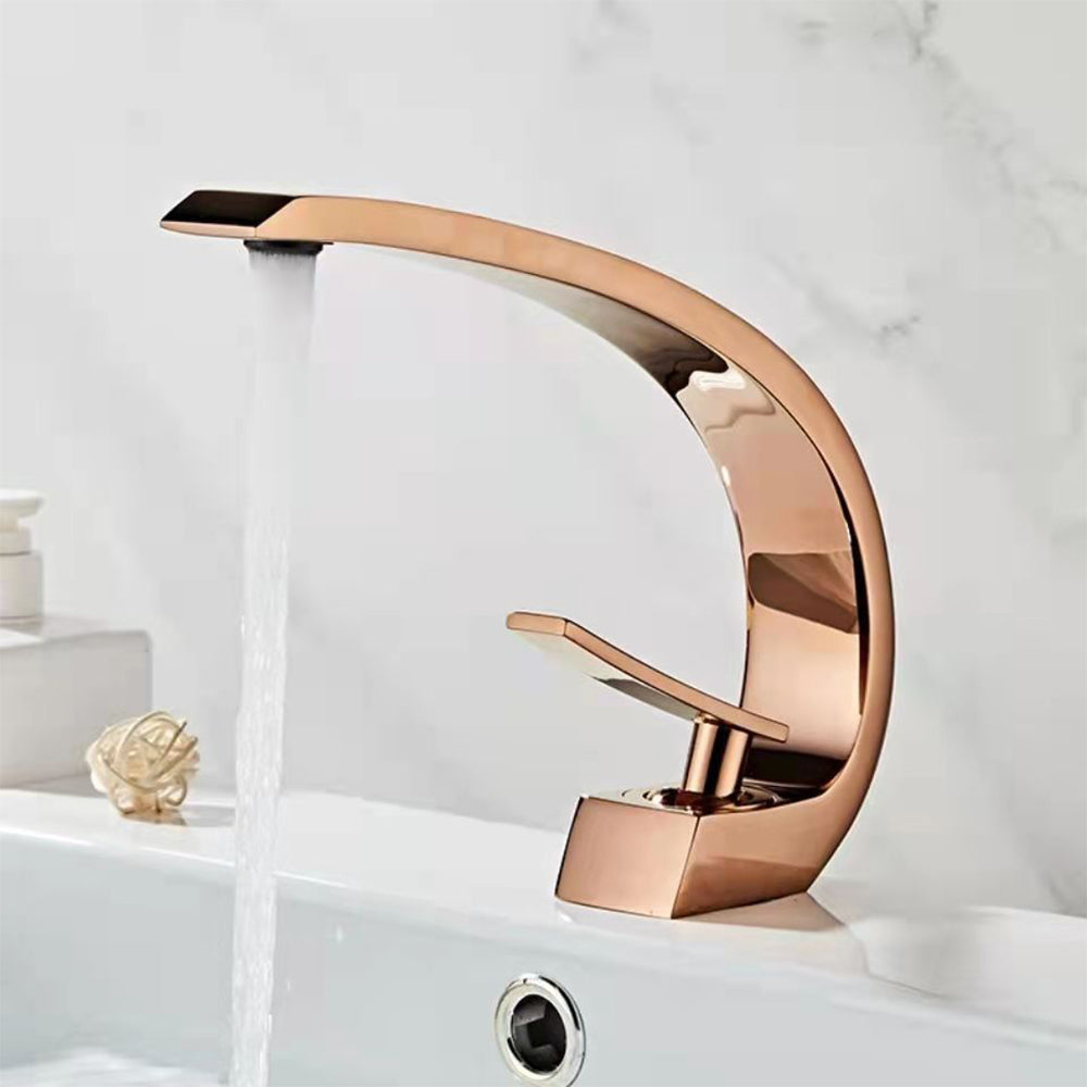 Cadenza Modern Crescent Waterfall Single-Handle Bathroom Sink Faucet