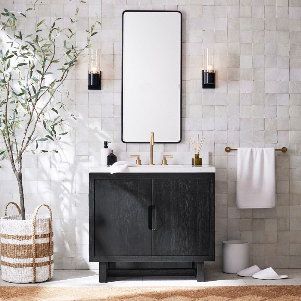 Tivora Minimalist Gooseneck Two-Handle 3-Hole Widespread Bathroom Sink Faucet