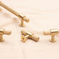 Knurled Brass Cabinet Pulls and Knobs in Gold