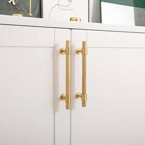 Knurled Brass Cabinet Pulls and Knobs in Gold