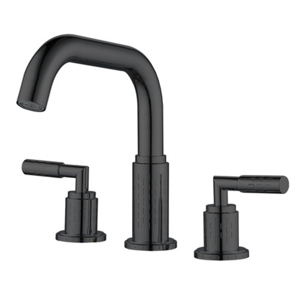 Dorvia Modern High-Arc Two-Handle 3-Hole Widespread Bathroom Sink Faucet with Textured Details
