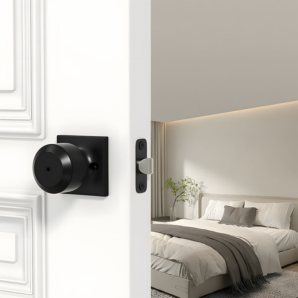Matte Black Round Privacy Door Knob for Bedroom and Bathroom Doors
